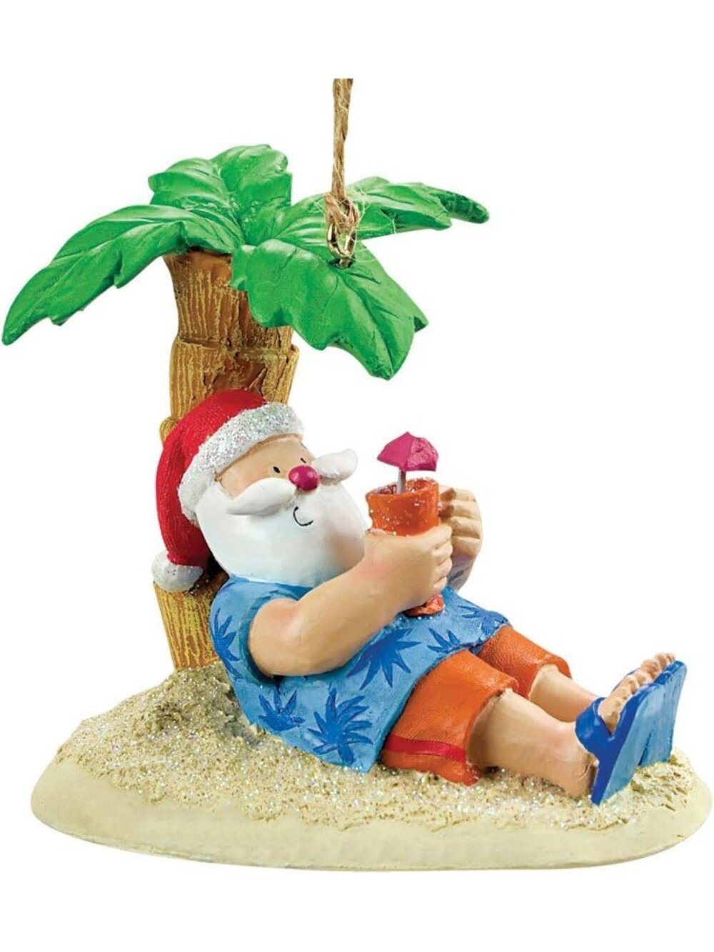 Relaxing Santa Beach Holiday Ornament | Palm Tree Decor | Coastal Christmas